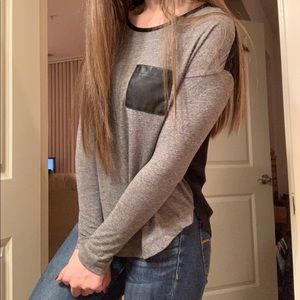 LOFT Grey/Black Mesh Back Top